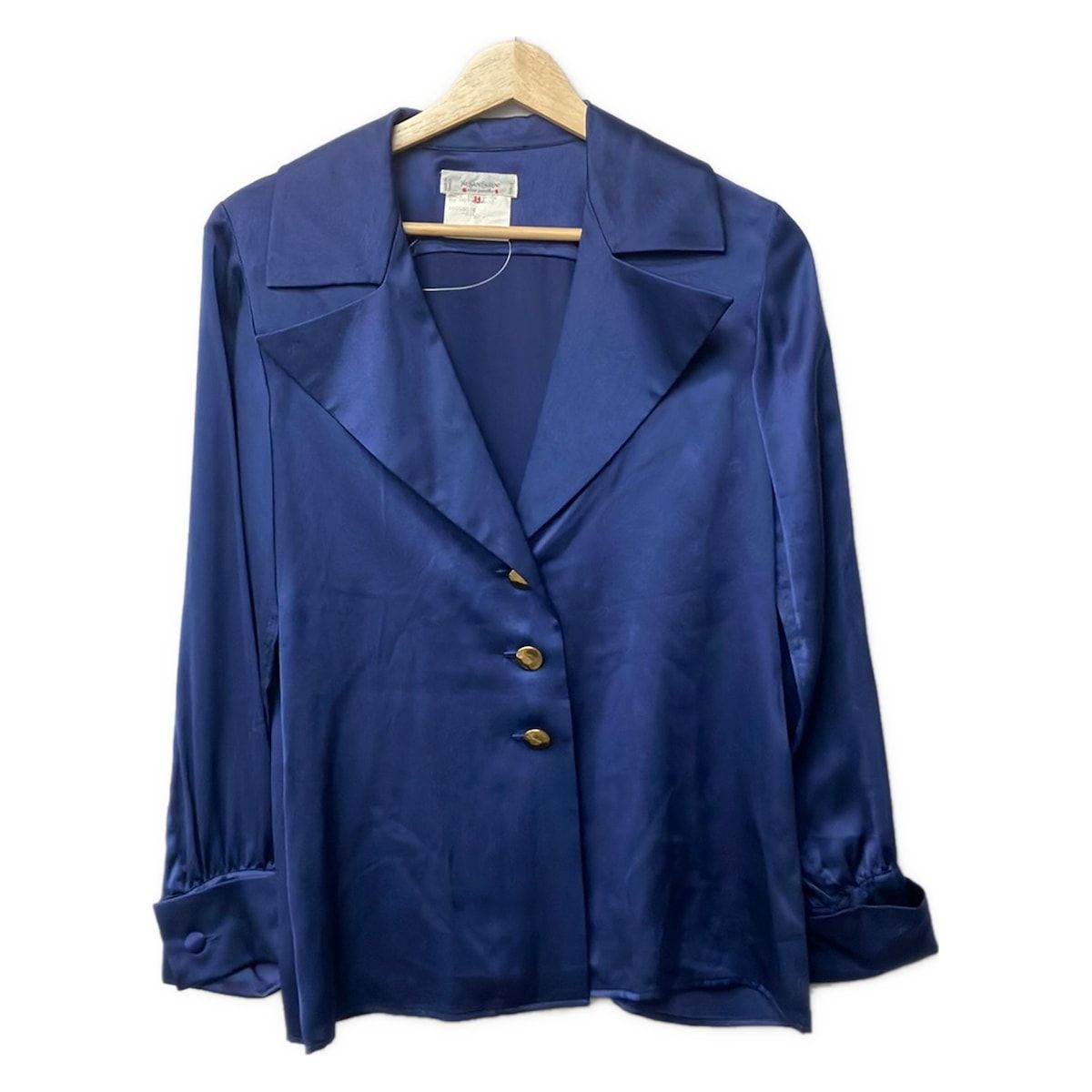 YvesSaintLaurent rivegauche (YSL)(イヴサンローランリヴゴーシュ) 長袖シャツブラウス サイズ34 S レディース美品 - ブルー シルク