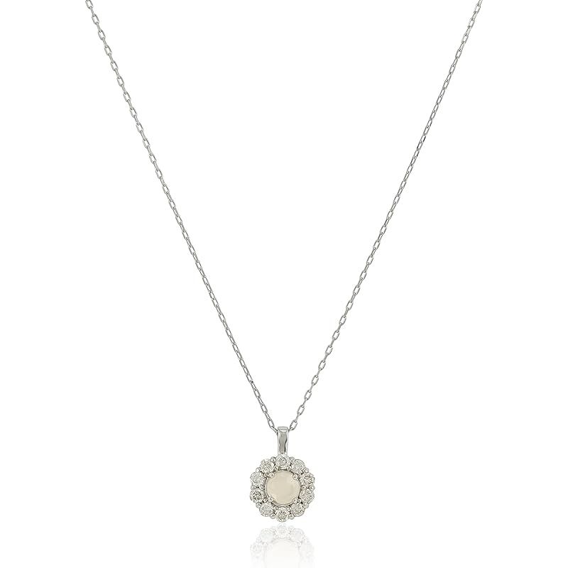 [ディーコレクション] プラチナ ダイヤモンドネックレス バースストーン (ダイヤ0.1ｃｔ/オパール0.1ｃｔ 10月 D80-8812OP 専用BOX付き