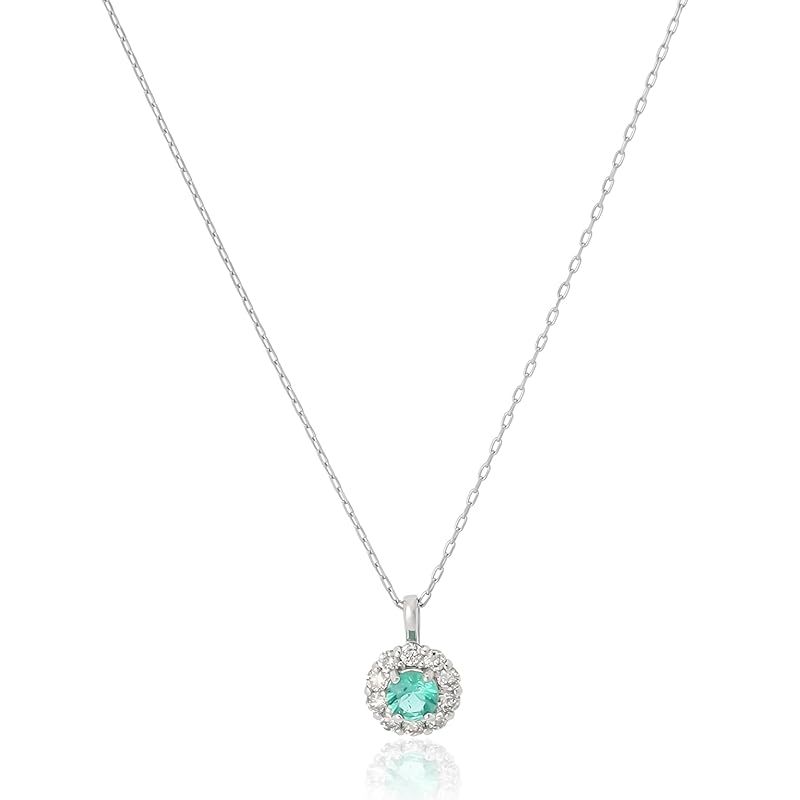 [ディーコレクション] プラチナ ダイヤモンドネックレス バースストーン (ダイヤ0.1ｃｔ/エメラルド0.1ｃｔ 5月 D80-8812EM 専用BOX付き 26,807円