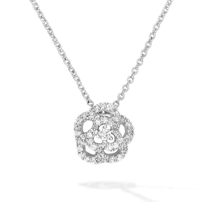 [Gift from New York] ネックレス レディース プラチナ 仕上げ ローズ 薔薇 ネックレス 金属アレルギー対応 女性 プレゼント