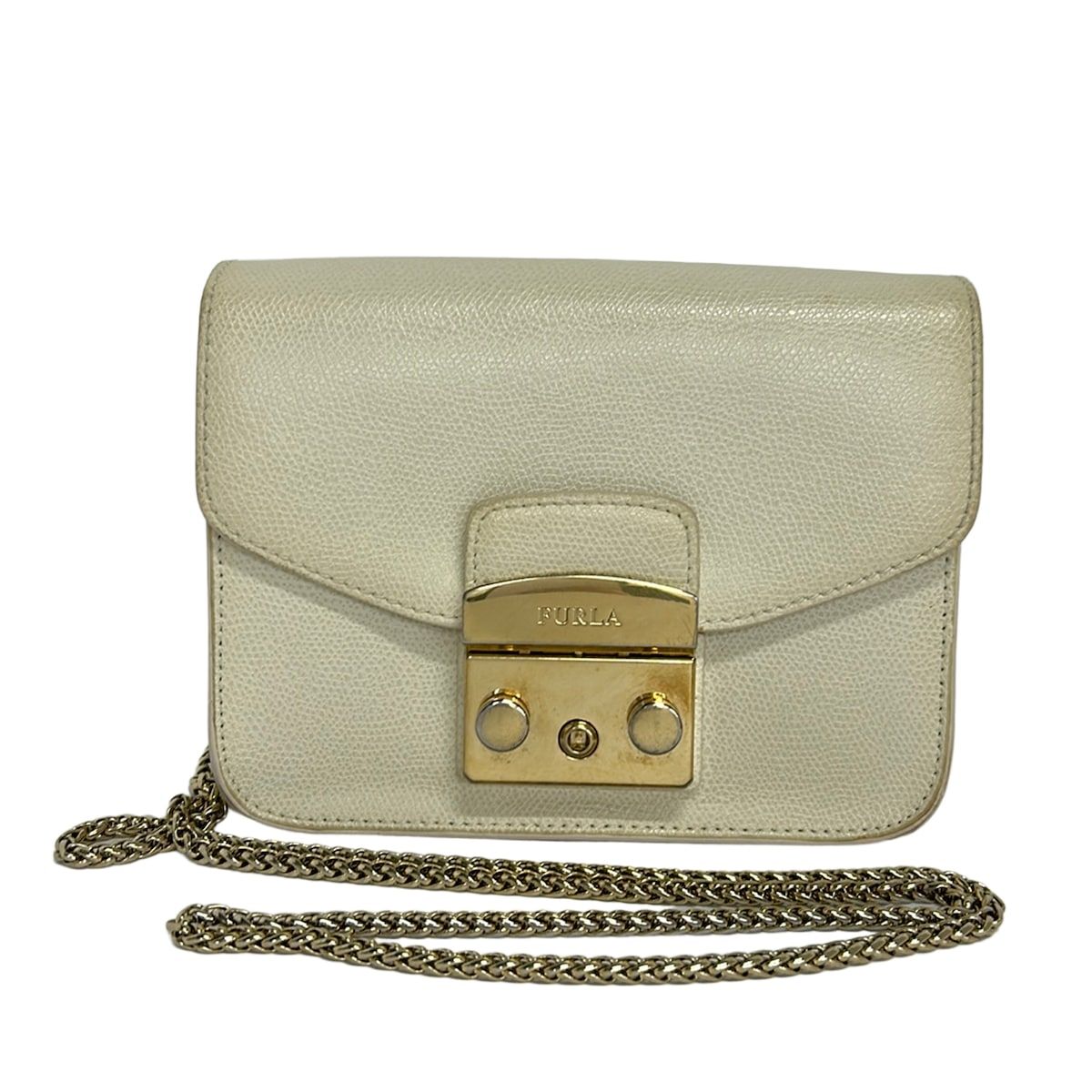 FURLA(フルラ) ショルダーバッグ メトロポリス 白 チェーンショルダー レザー