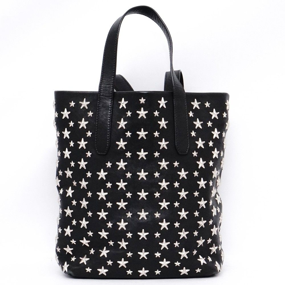 JIMMY CHOO スタースタッズ 2WAY レザートートバッグ ブラック