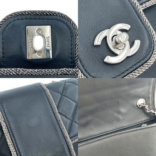 【中古】 CHANEL シャネル マトラッセ ラウンド チェーンショルダーバッグ ブラック SV金具 ツイード ラムスキン チェーンバッグ 27番台 レディース 26014720 HO