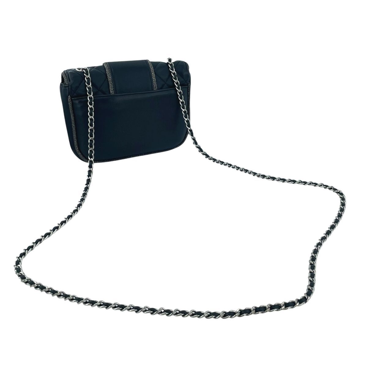 【中古】 CHANEL シャネル マトラッセ ラウンド チェーンショルダーバッグ ブラック SV金具 ツイード ラムスキン チェーンバッグ 27番台 レディース 26014720 HO
