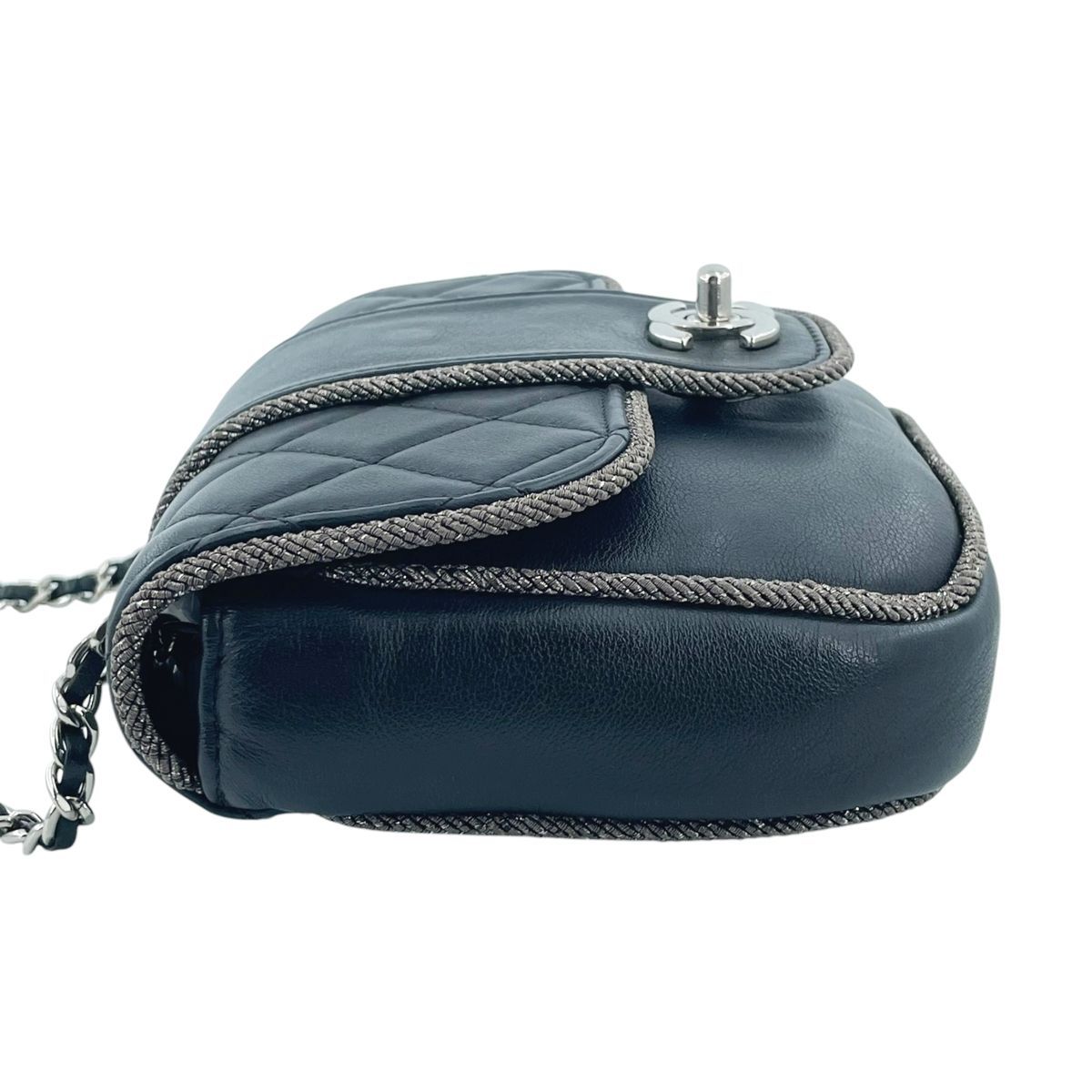 【中古】 CHANEL シャネル マトラッセ ラウンド チェーンショルダーバッグ ブラック SV金具 ツイード ラムスキン チェーンバッグ 27番台 レディース 26014720 HO
