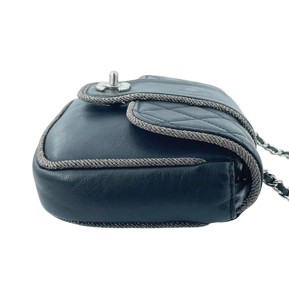 【中古】 CHANEL シャネル マトラッセ ラウンド チェーンショルダーバッグ ブラック SV金具 ツイード ラムスキン チェーンバッグ 27番台 レディース 26014720 HO