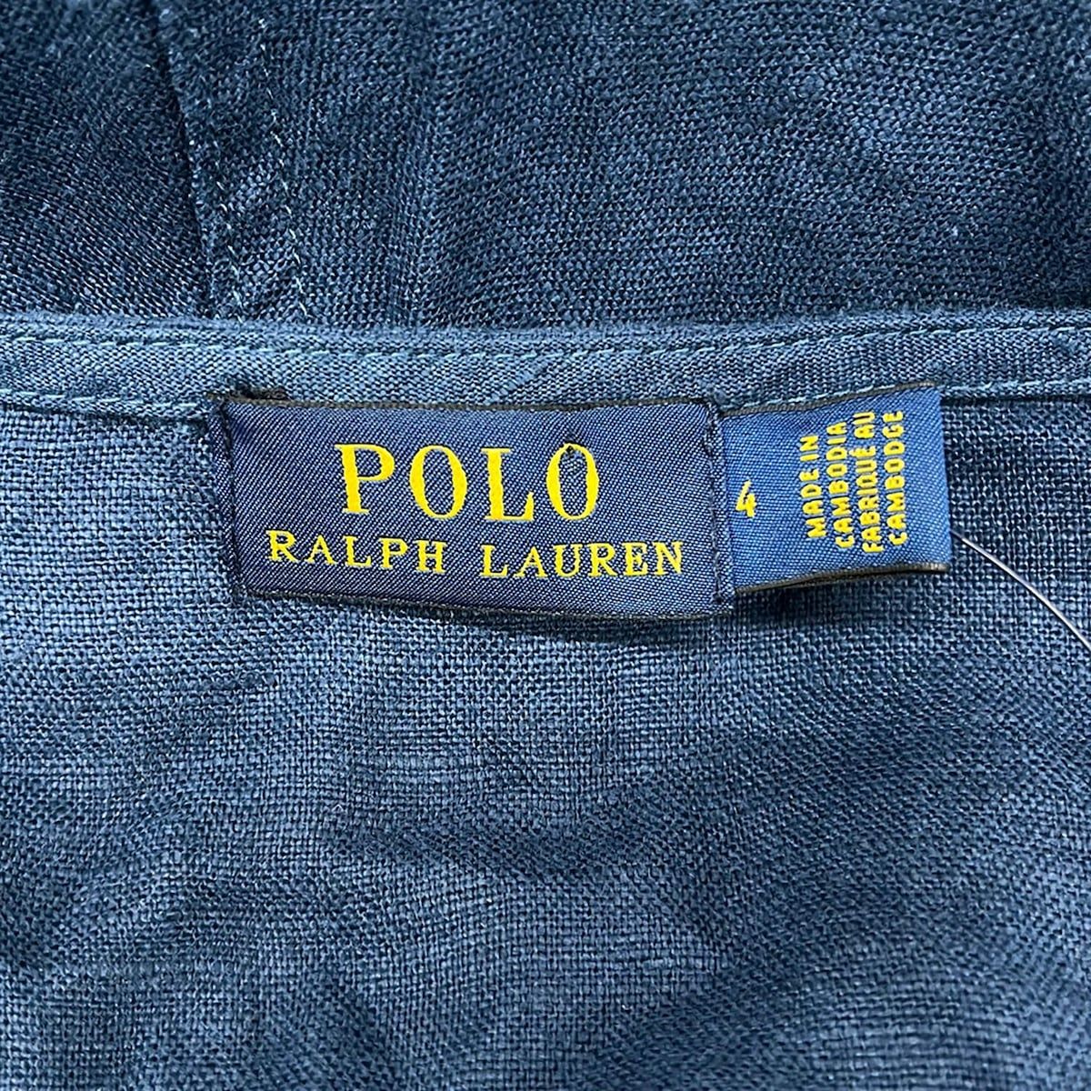 POLObyRalphLauren(ポロラルフローレン) ワンピース サイズ4 S レディース美品 - ダークネイビー 半袖/ロング/麻/カシュクール POLObyRalphLauren(ポロラルフローレン) ワンピース サイズ4 S レディース美品 - ダークネイビー 半袖/ロング/麻/カシュクール