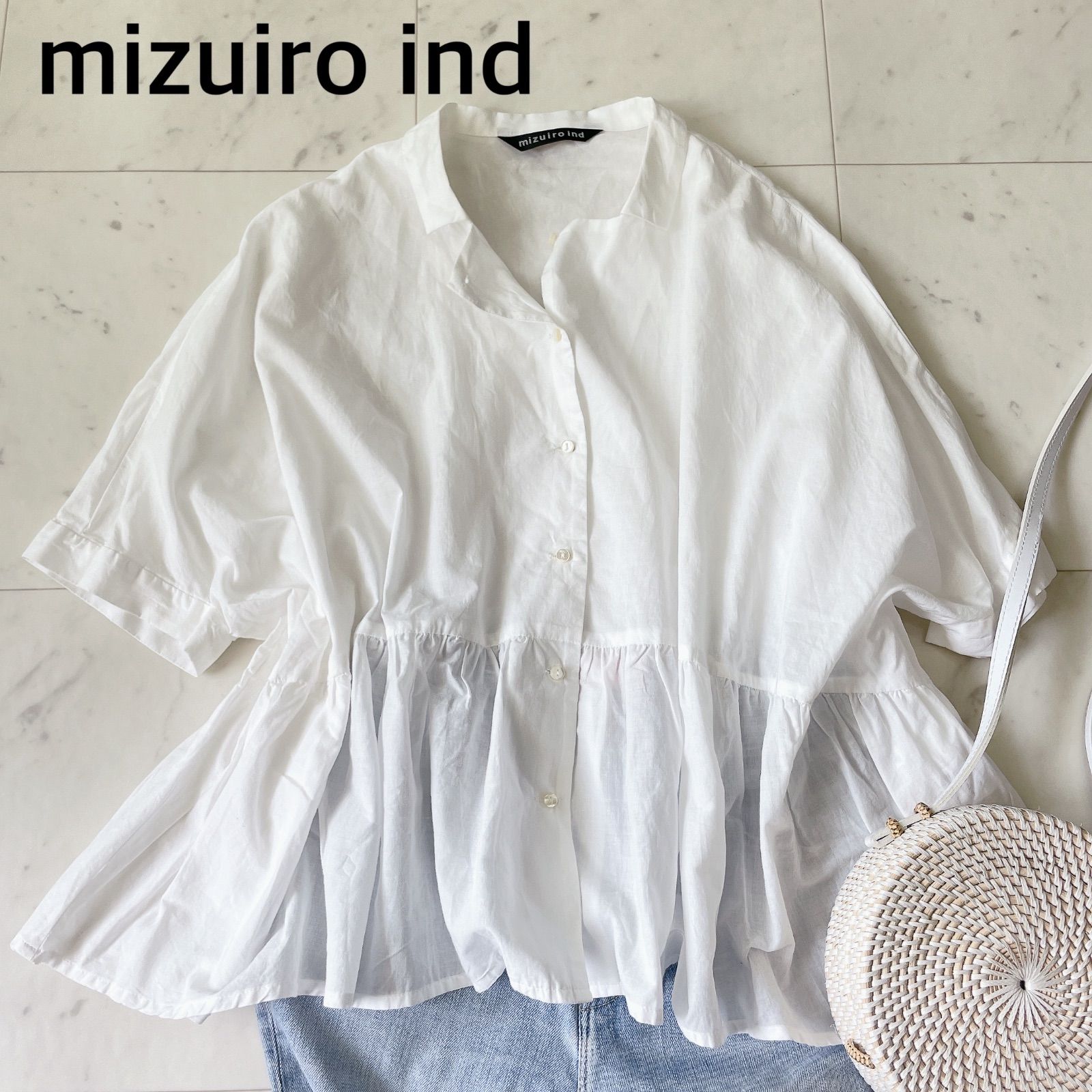 mizuiro ind ミズイロインド ワイドギャザー フレア 半袖 シャツ 