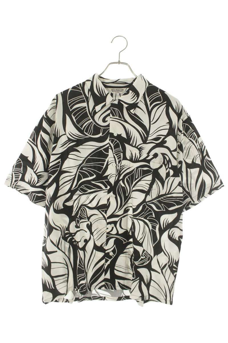 クーティー 19SS Tijuana S/S Shirt リーフ総柄オープンカラーレーヨンアロハ半袖シャツ メンズ XL