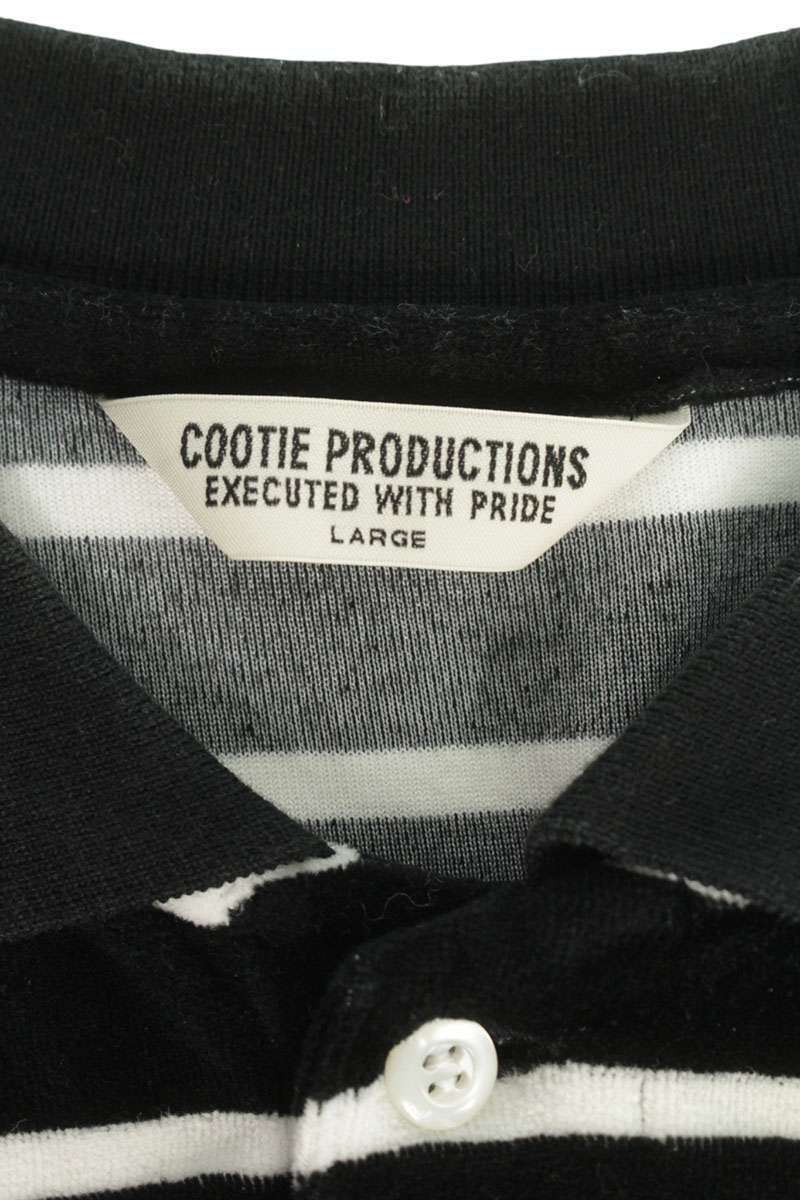 クーティー VELOUR BORDER L/S POLO ベロアボーダーポロ長袖カットソー メンズ L