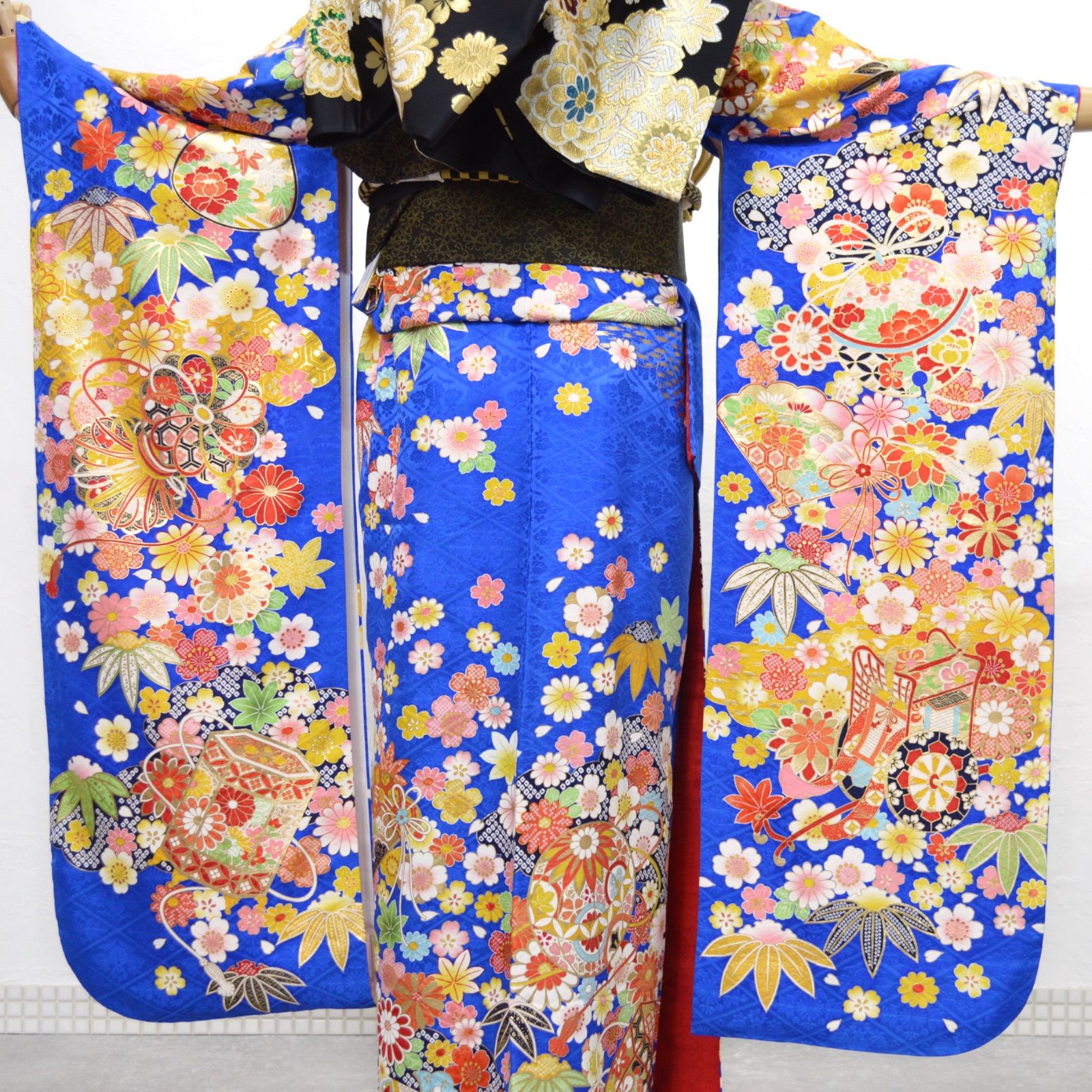 美品》正絹 振袖6点セット S〜Lサイズ 成人式 振袖セット パールトーン
