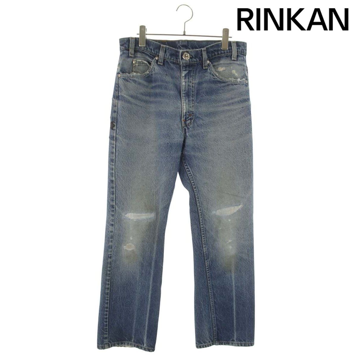 クロムハーツ ×リーバイス LEVI'S U VNTG JEAN BLU ORNG TAB クロスパッチ付きウォッシュド517デニムパンツ メンズ 32インチ