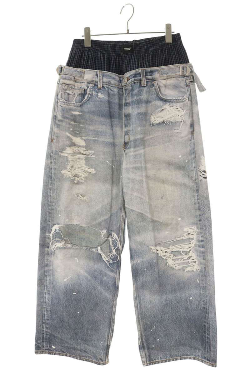 プロトコルインデックス TROMPELOEIL LAYERED PANTS レイヤードトロンプルイユデニムパンツ メンズ 2