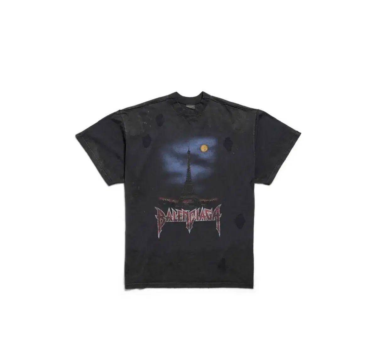 3 バレンシアガ パリ ムーン ダブル フロント Tシャツ ブラック