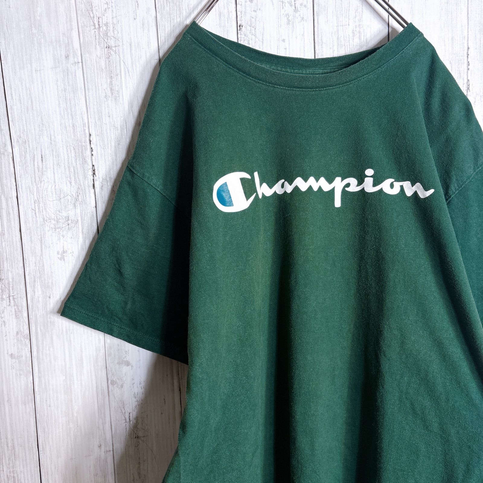 海外モデル】チャンピオン Champion センタープリント グリーン 半袖T