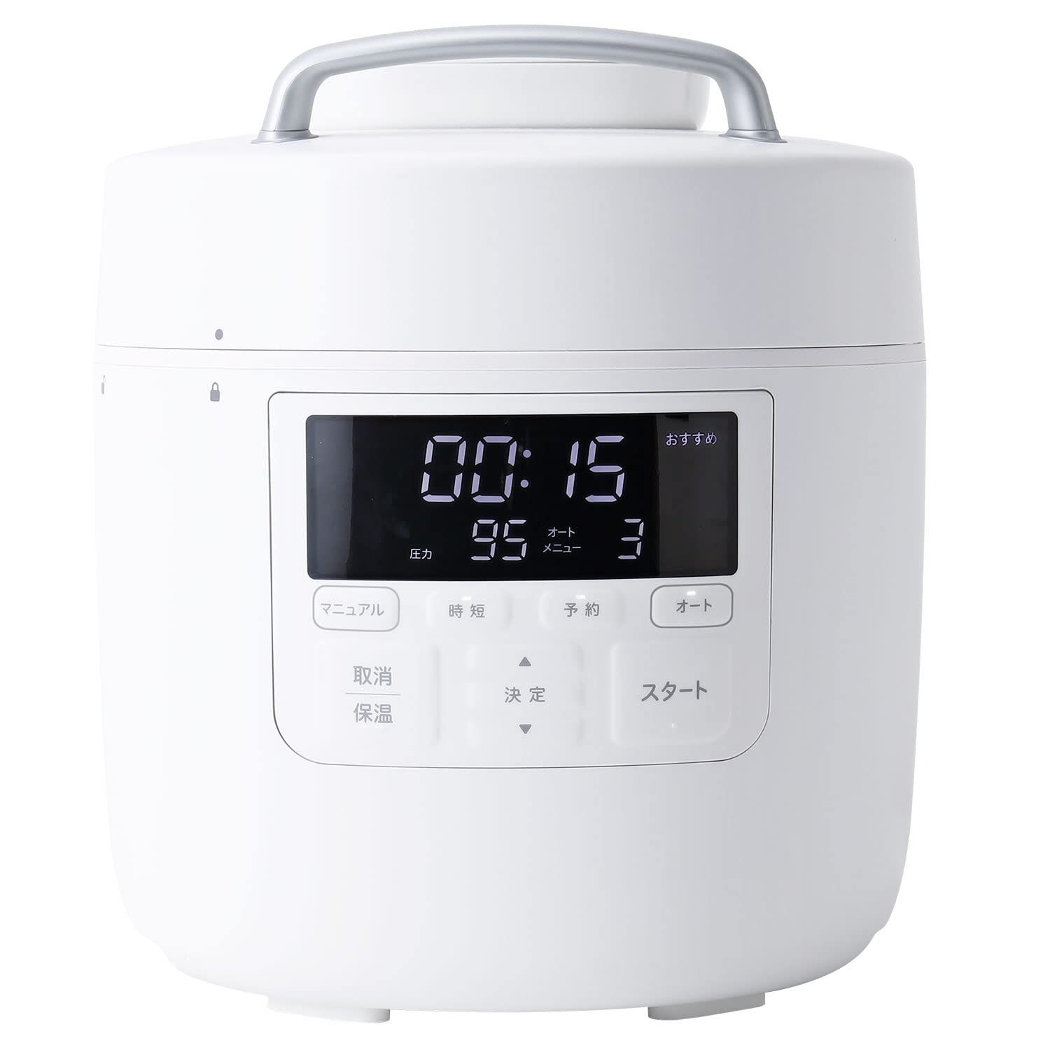 特価商品 シロカ 自動減圧機能付き電気圧力鍋 おうちシェフ PRO [スマートプレッシャー技術(高圧力95Kpa×自動減圧)/1台10役/レシピ本付き/かしこい予約プログラム/発酵/甘酒/電気圧力鍋] SP-2DM251 ホワイト ステンレス鋼 (容量2.4L