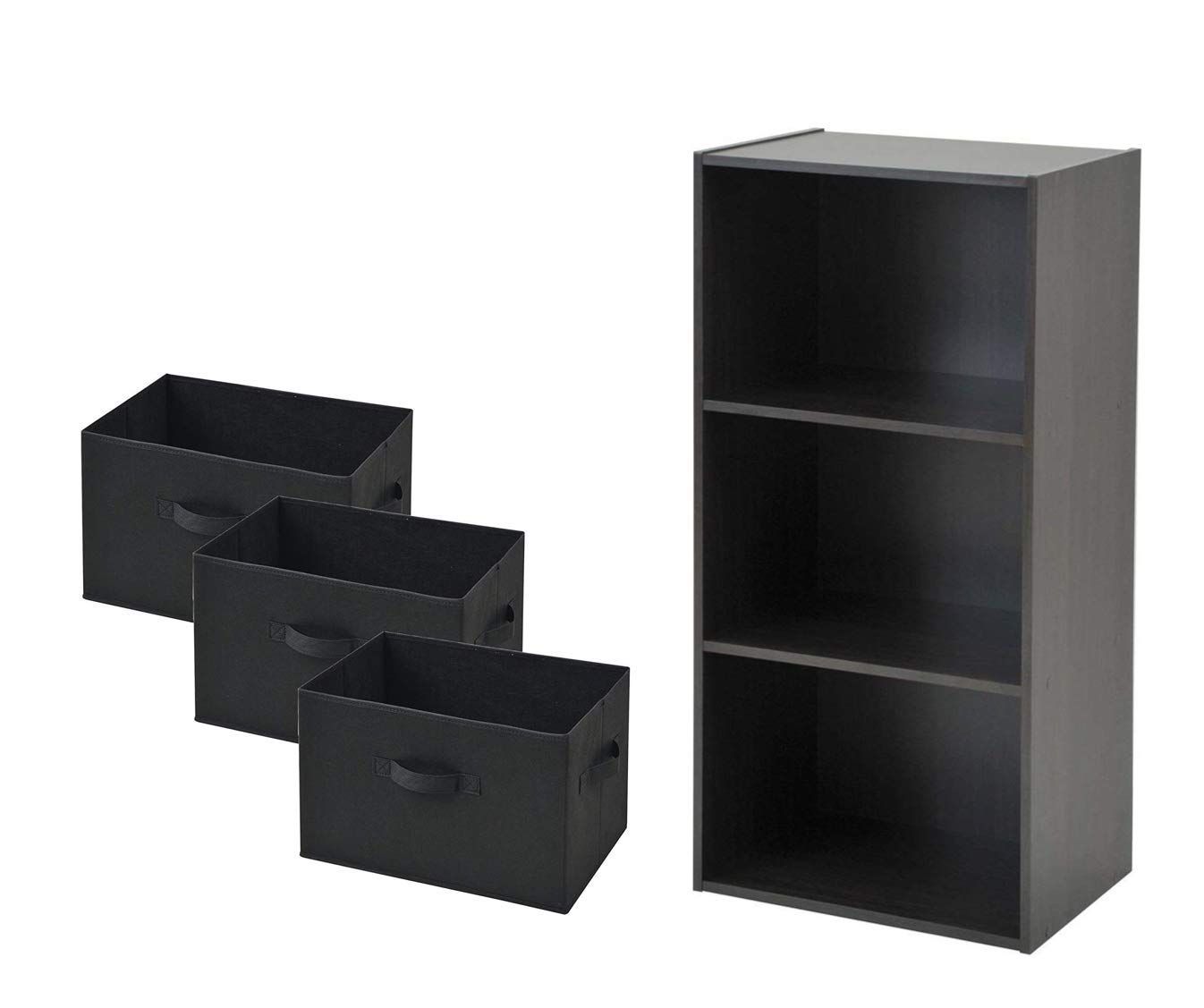 特価商品 【セット買い】 山善(YAMAZEN) 3段カラーボックス ブラック GCB-3(BK) + 山善(YAMAZEN) どこでも収納ボックス(3個セット) ブラック YTCF3P-(BK)