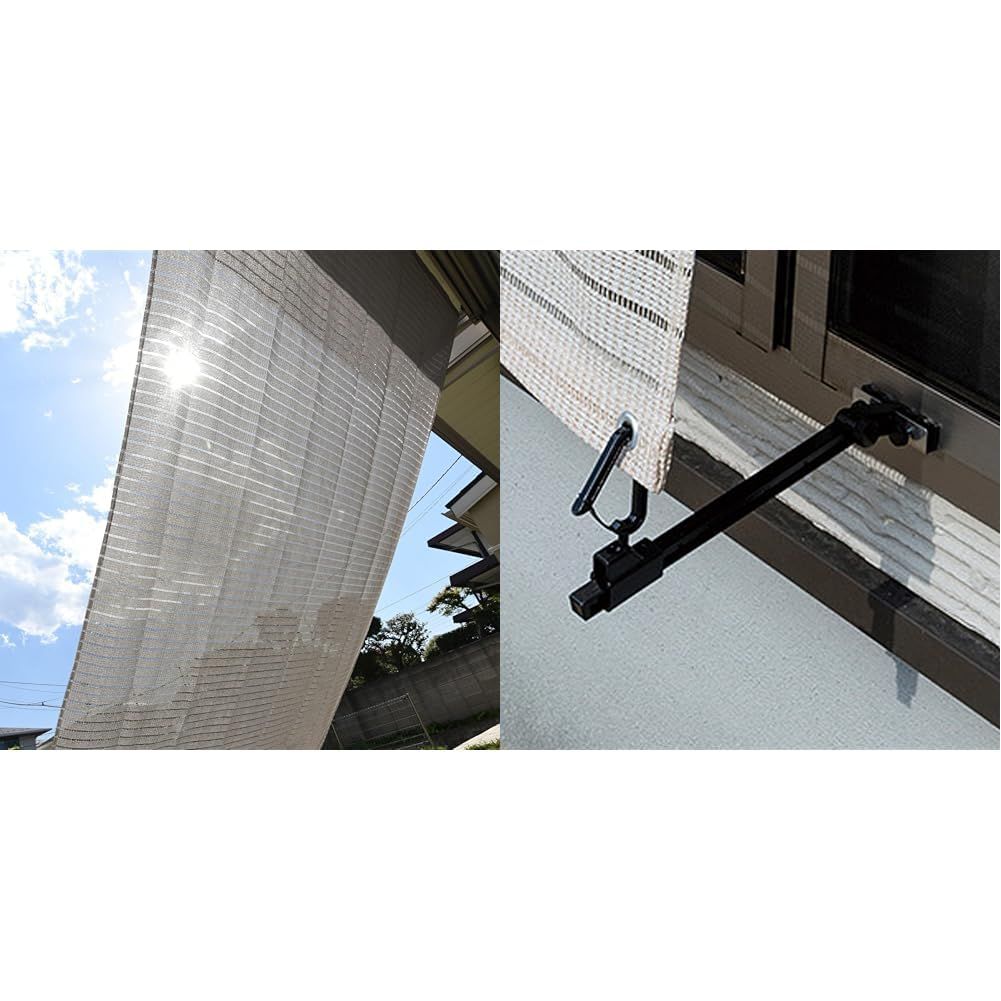 特価商品 【セット買い】 山善(YAMAZEN) 日よけシェード 200×300㎝ 1個 グレー BRGS-2030 + オーニング用フック 4個セット ゆれ止め NYZF-YD