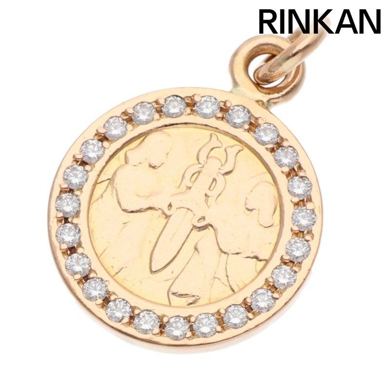 クロムハーツ 22K CHRM ANGL MDL P/D/エンジェルメダルチャーム PAVEダイヤ/ゴールドネックレストップ メンズ