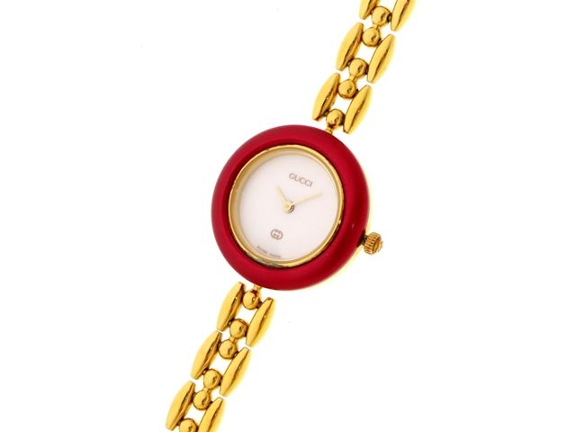 GUCCI 時計 赤い文字盤 ゴールドチェーン GUCCI グッチ ウォッチ チェンジベゼル /チェーンタイプ 時計 11/12