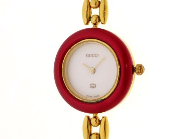 GUCCI 時計 赤い文字盤 ゴールドチェーン GUCCI グッチ ウォッチ チェンジベゼル /チェーンタイプ 時計 11/12
