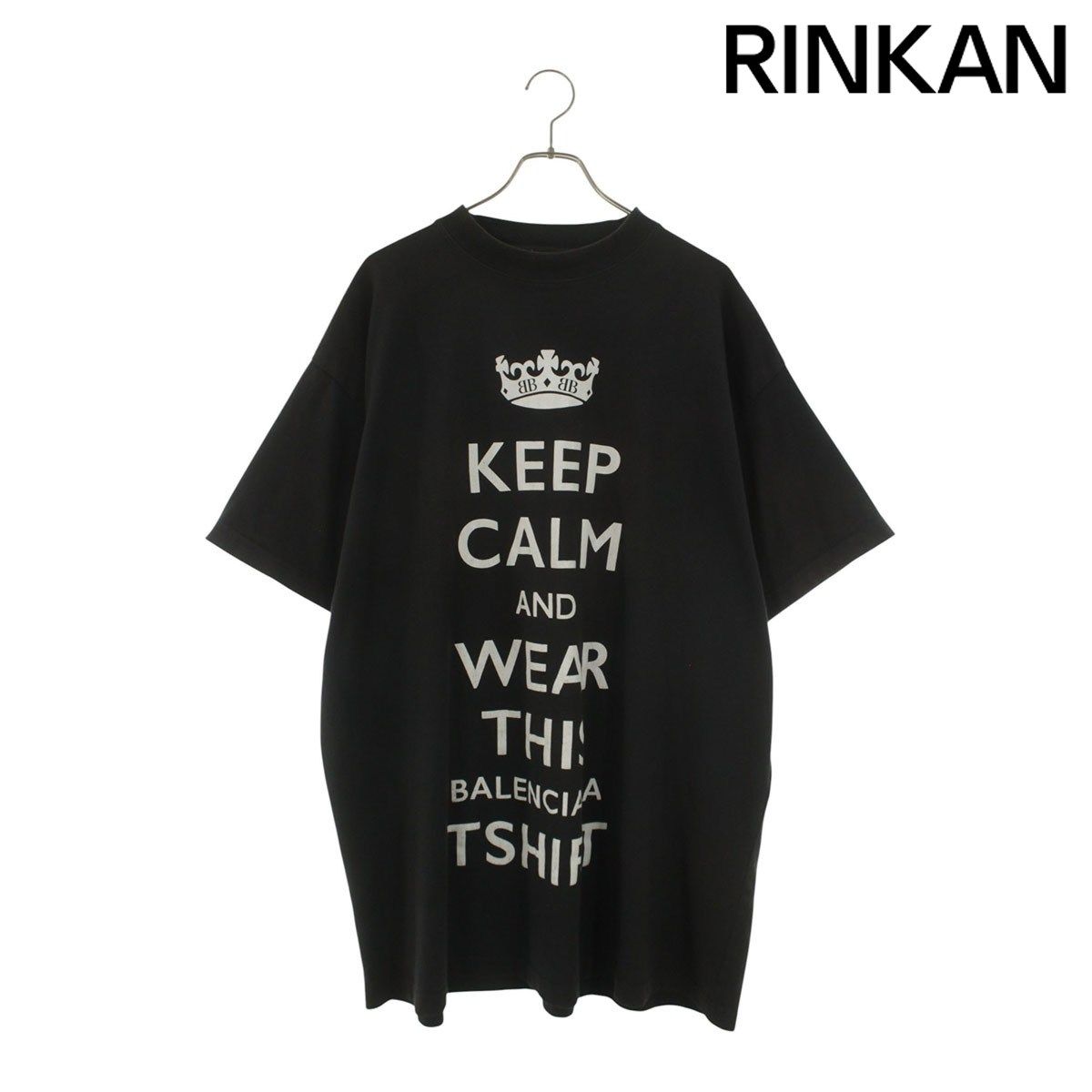 バレンシアガ 787349 TRVC6/Keep Clam T-shirt BBロゴクラウンイングリッシュプリントTシャツ メンズ 3