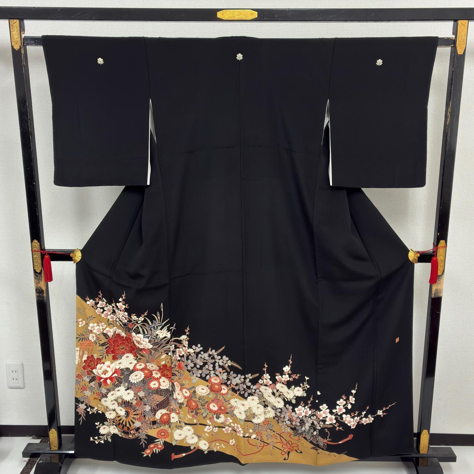 黒留袖 正絹 作家物 友禅 美しい染めの花 比翼 袷 着物 MK-8978 - メルカリ