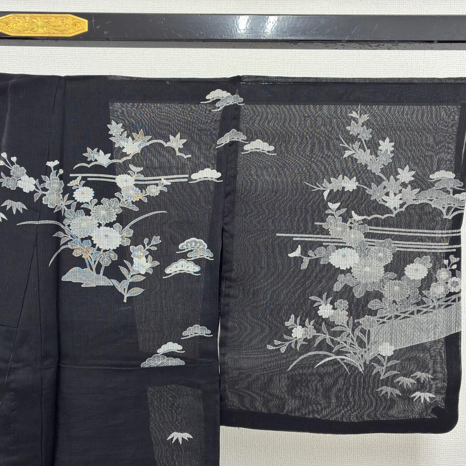 夏着物 紗紬 正絹 訪問着 黒地 紋なし 上品な染め MK-9045 - メルカリ