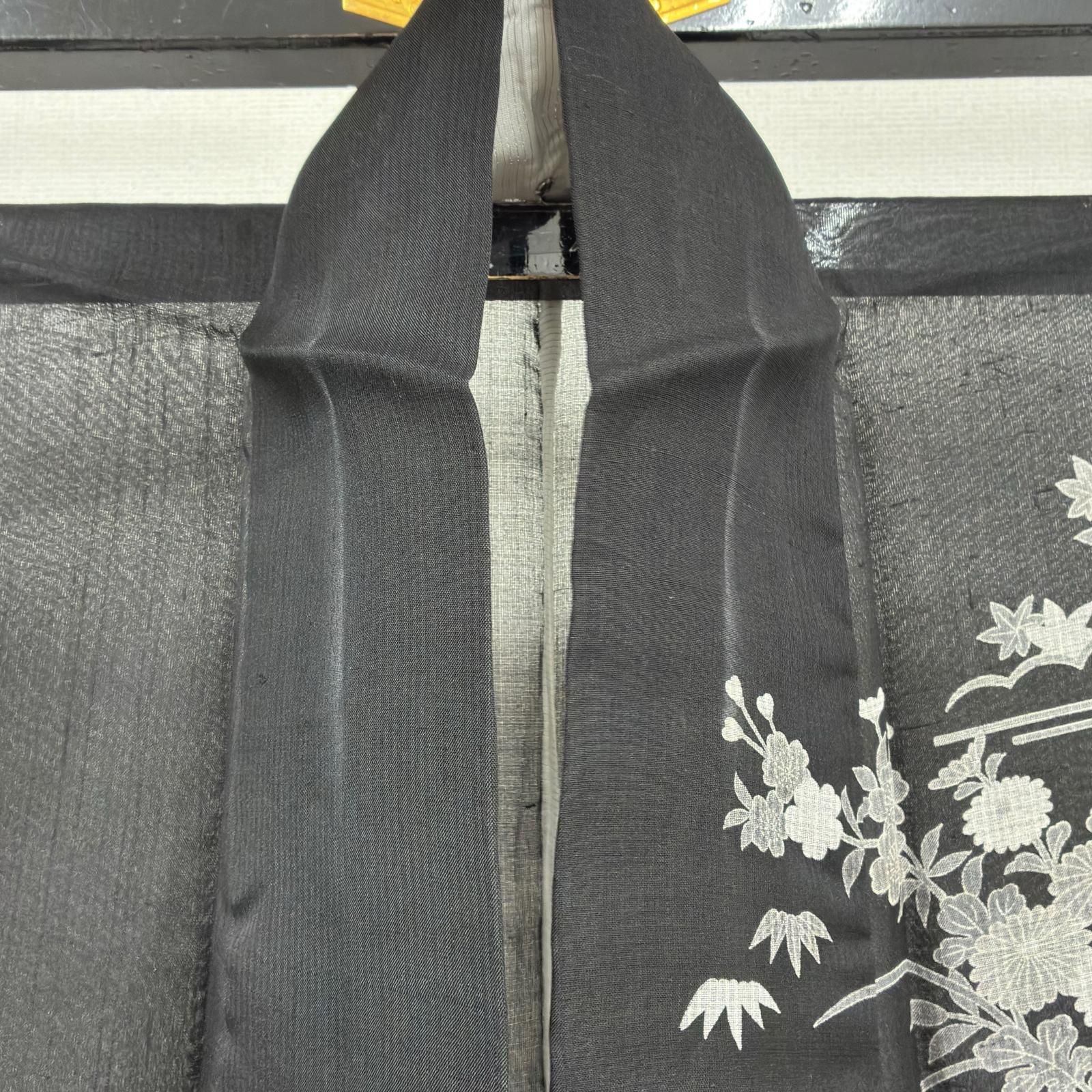 夏着物 紗紬 正絹 訪問着 黒地 紋なし 上品な染め MK-9045 - メルカリ