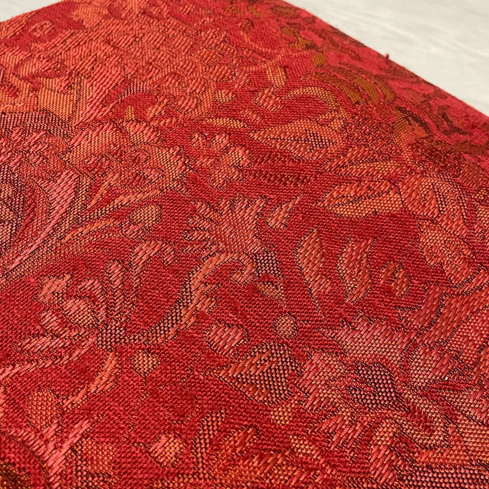 名古屋帯 真綿紬 更紗模様 八寸 正絹 着物 X-2741