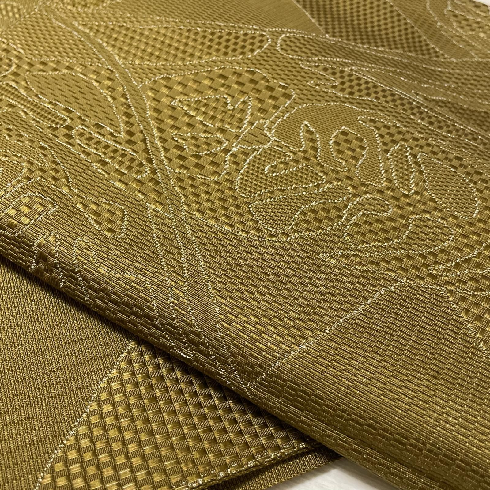 本場筑前博多織 名古屋帯 素敵な色柄 八寸 正絹 着物 X-2759