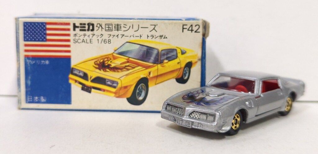 TOMY トミカ青箱日本製 ポンティアック ファイアーバード トランザム/銀 赤内装 1H金 F42-1
