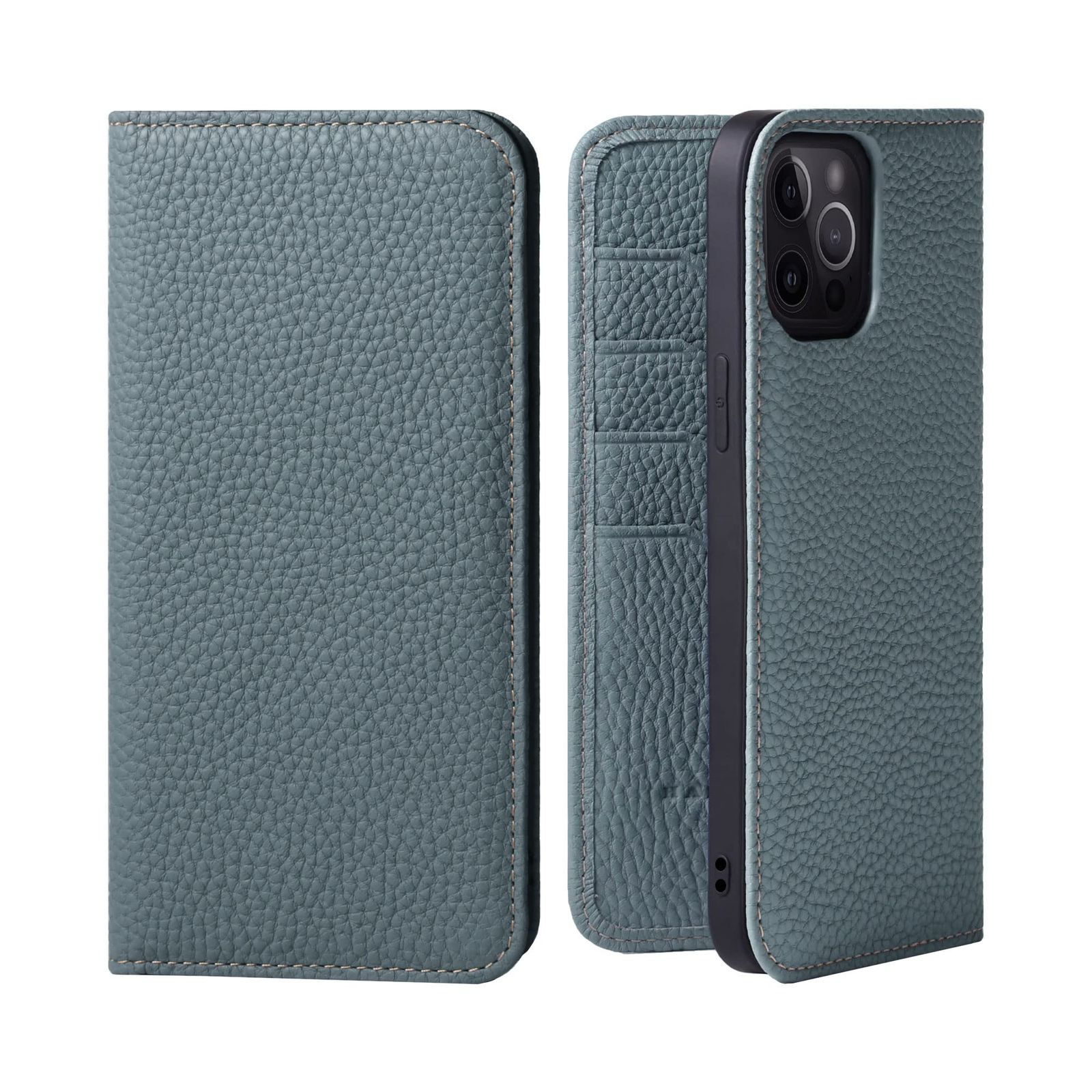 特価商品 HANATORA for iPhone 13ProMax ケース 手帳型 本革 スマホケース スマホ スタンド コードホルダー 付き シュリンクカーフレザー マグネットなし アイシーブルー PH-13ProMax-IcyBlue ギフト 誕生日 女性
