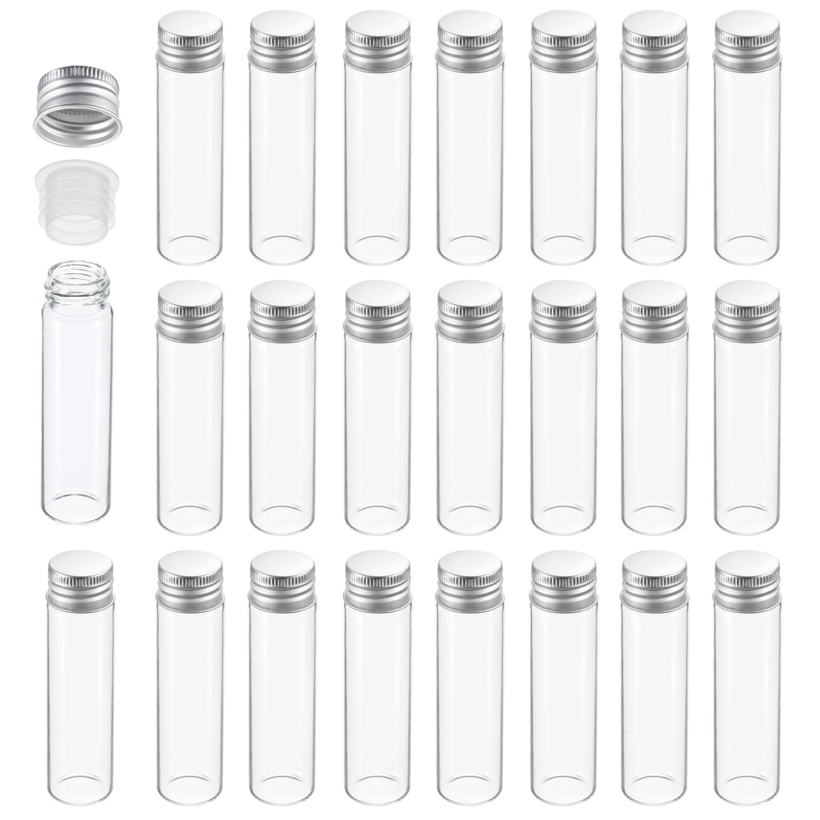 特価商品 PATIKIL 20ml クリアガラス小瓶 100個セット 小型液体サンプル瓶 スクリューキャップ付き プラスチックストッパー 漏れ防止ボトル 空 瓶