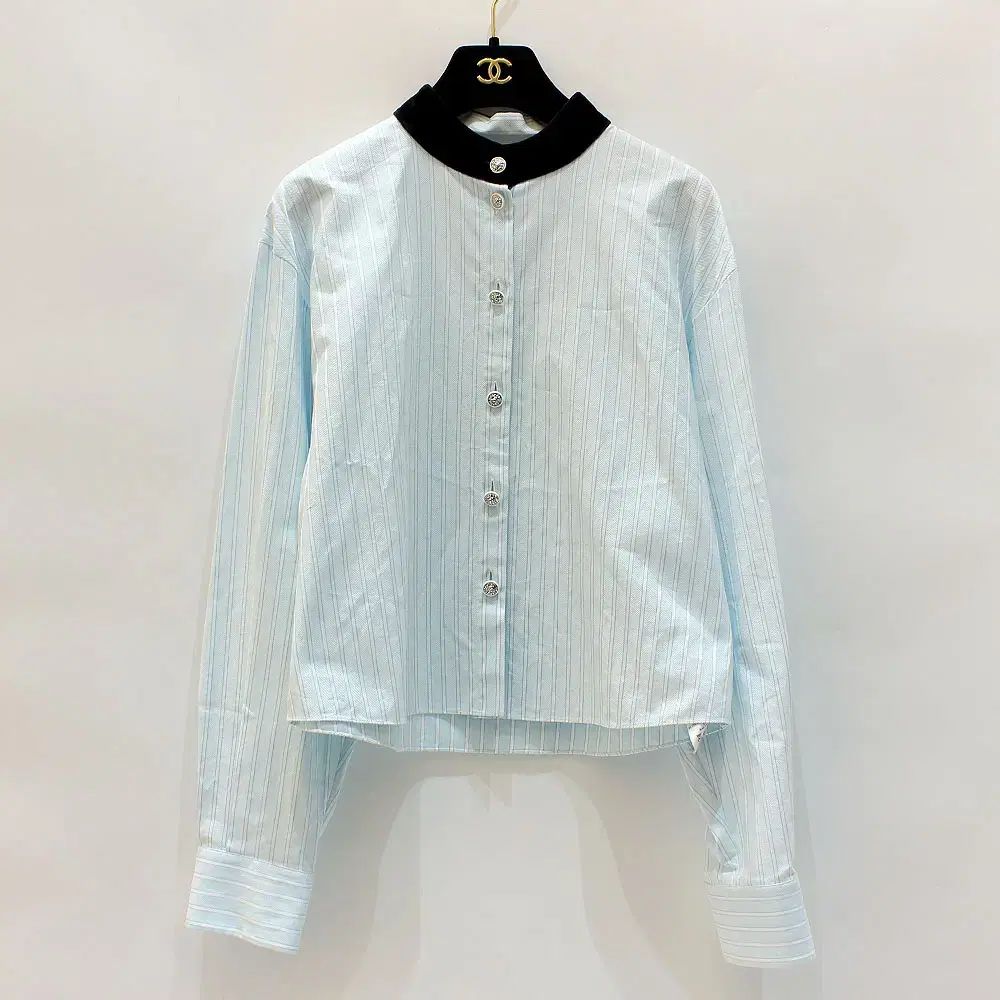 ブランド ダオル トンネ CHANEL シャネル CCロゴ ストライプ シャツ 36サイズ P73408V6