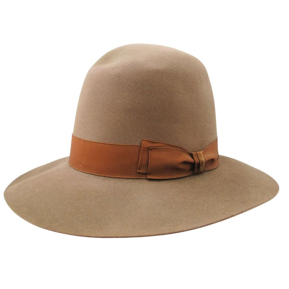 Borsalino ボルサリーノ ハット フェルト 中折れ つば広 リボン 帽子 ブラウン 7 5 57 メンズ 【中古】