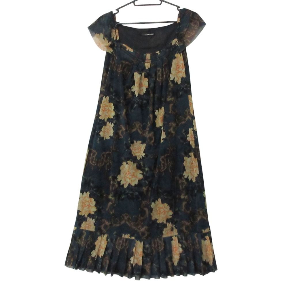 VIVIENNE TAM ヴィヴィアンタム ワンピース パワーネット フラワー柄 プリント ナイロン ノースリーブ マキシ丈 ブルー【S】 レディース 【中古】