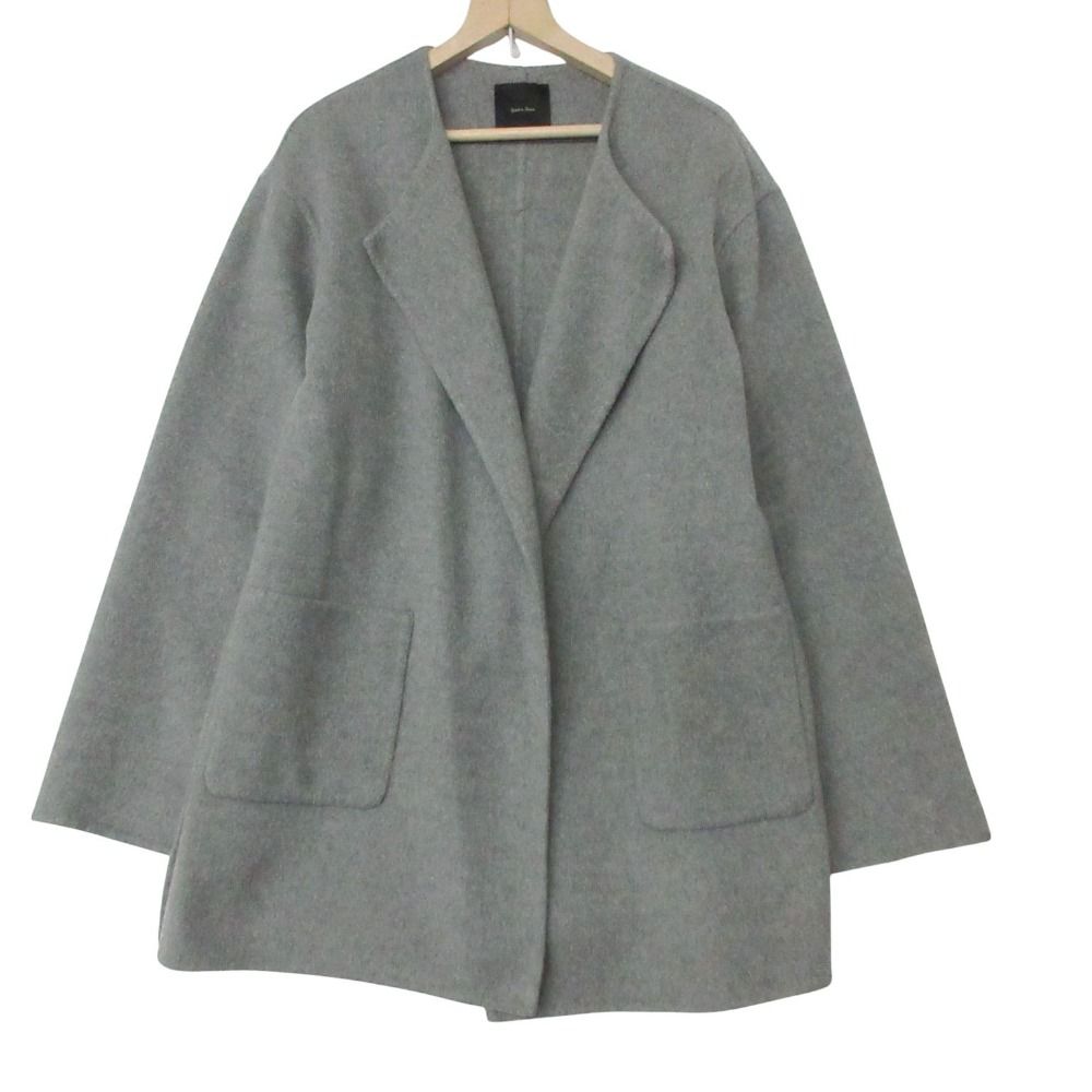 Spick and Span スピックアンドスパン コート ノーカラー リバー アウター 無地 ウール混 ナイロン混 ミドル丈 グレー 38【M】 レディース 【中古】