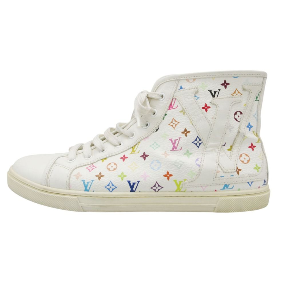 LOUIS VUITTON ルイ・ヴィトン スニーカー モノグラム マルチカラー ハイカット シューズ レザー LV ロゴ 靴 ホワイト 23.5cm レディース 【中古】