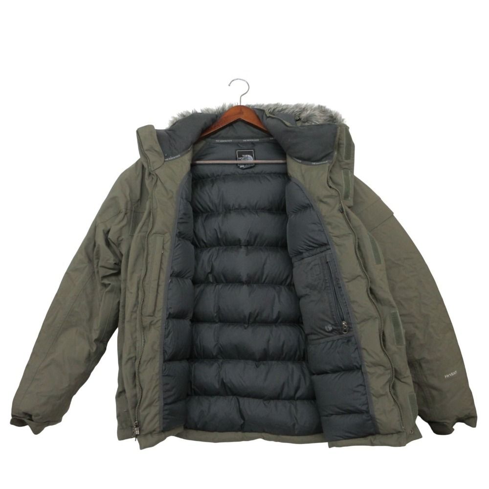 Vintage THE NORTH FACE ザ・ノースフェイス ダウンジャケット ICE HYVENT JACKET コート ナイロン ファー ジップアップ ブルゾン アウター 上着 カーキ L メンズ 【中古】
