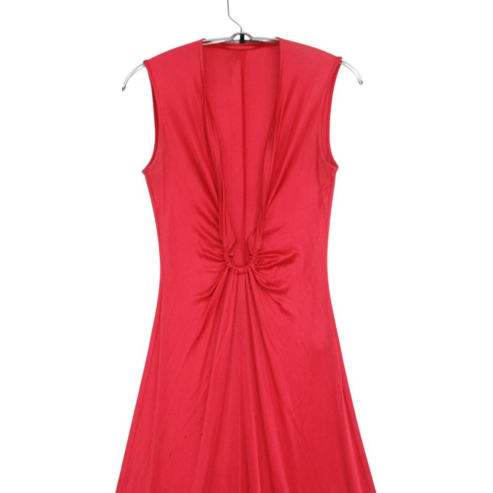 BCBGMAXAZRIA ビーシービージーマックスアズリア ワンピース ロング マキシ丈 ノースリーブ ストレッチ ドレス レッド系 XXS レディース 【中古】