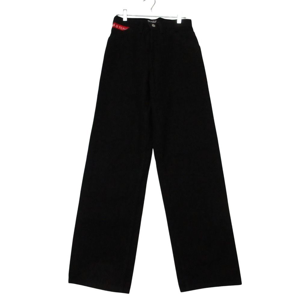 POLO JEANS ポロジーンズ デニムパンツ コットン ロゴ ラルフローレン ワイド ブラック 4/33 メンズ 【中古】