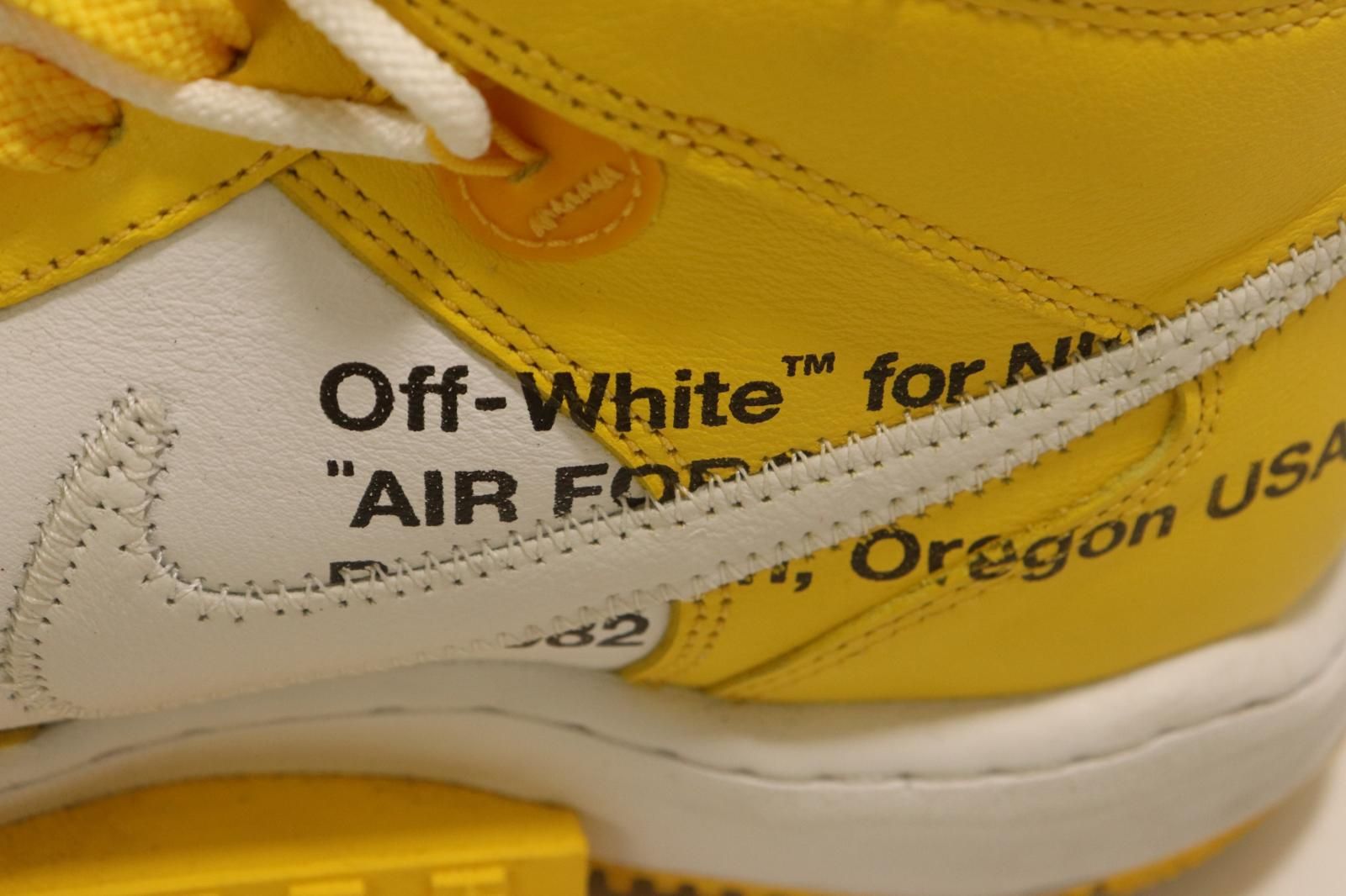 【中古】 NIKE メンズスニーカー 29cm AIR FORCE 1 MID SP LTHR NIKE x Off-White 29cm 白 ホワイト 黄 イエロー