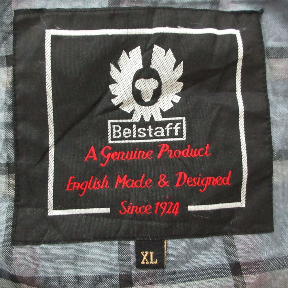 BELSTAFF ベルスタッフ ナイロンジャケット ブルゾン モーターサイクル バイカー ウェア 上着 裏チェック柄 ブラック XL メンズ 【中古】