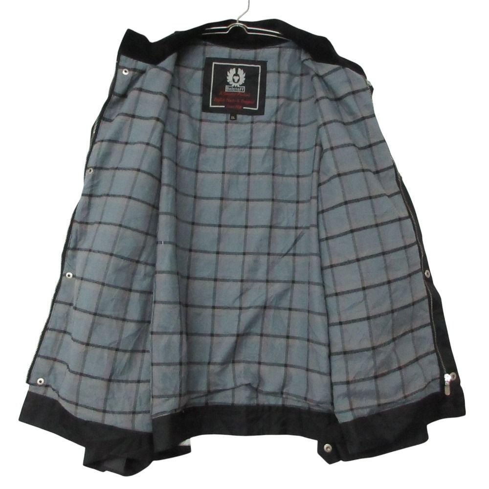 BELSTAFF ベルスタッフ ナイロンジャケット ブルゾン モーターサイクル バイカー ウェア 上着 裏チェック柄 ブラック XL メンズ 【中古】