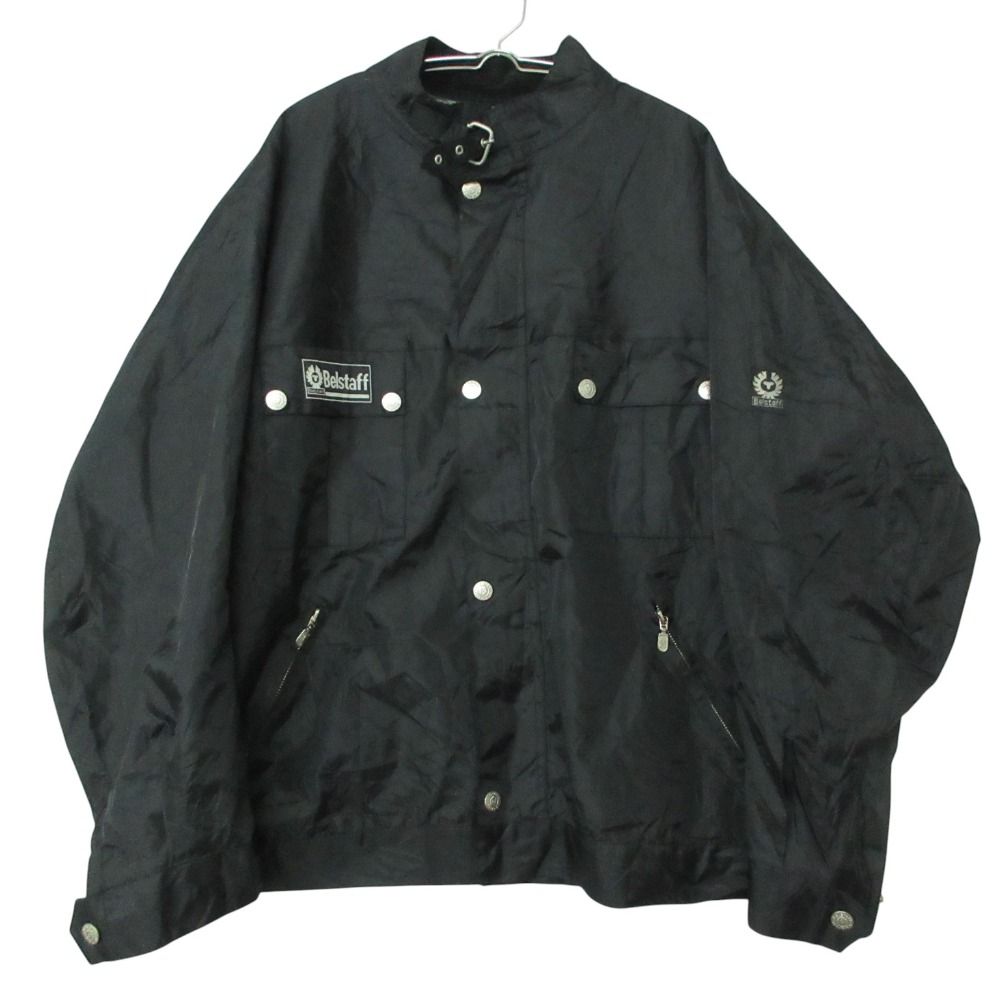 BELSTAFF ベルスタッフ ナイロンジャケット ブルゾン モーターサイクル バイカー ウェア 上着 裏チェック柄 ブラック XL メンズ 【中古】