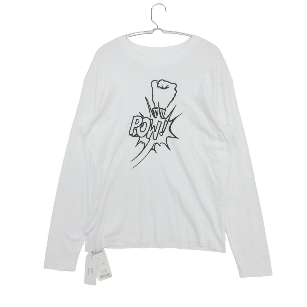 新品同様 Lucien Pellat-Finet ルシアンペラフィネ 長袖Ｔシャツ ジャージ カットソー POW グラフィックプリント トップス ホワイト M メンズ