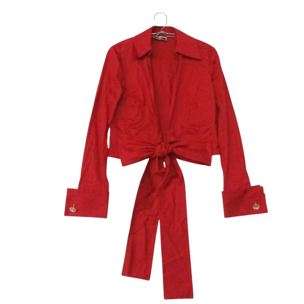 Elisabetta Franchi エリザベッタフランキ 長袖シャツ ビジューボタン レッド 40【M】 レディース 【中古】