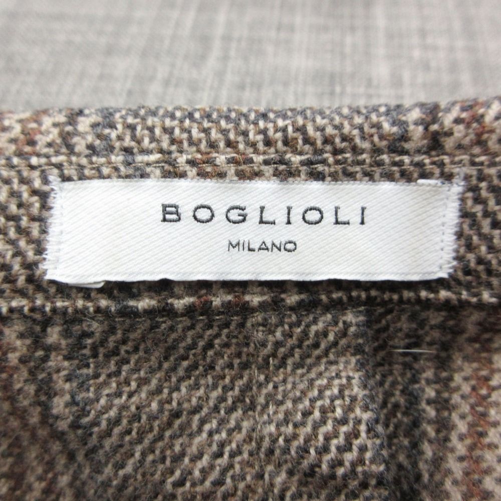 BOGLIOLI ボリオリ テーラードジャケット K.JACKET ノッチドラペル 段返り 3B ブレザー ウール カシミヤ グレンチェック柄 ベージュ 44 メンズ 【中古】