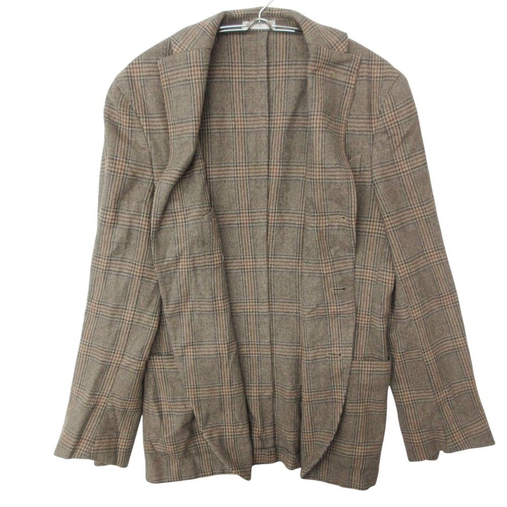BOGLIOLI ボリオリ テーラードジャケット K.JACKET ノッチドラペル 段返り 3B ブレザー ウール カシミヤ グレンチェック柄 ベージュ 44 メンズ 【中古】